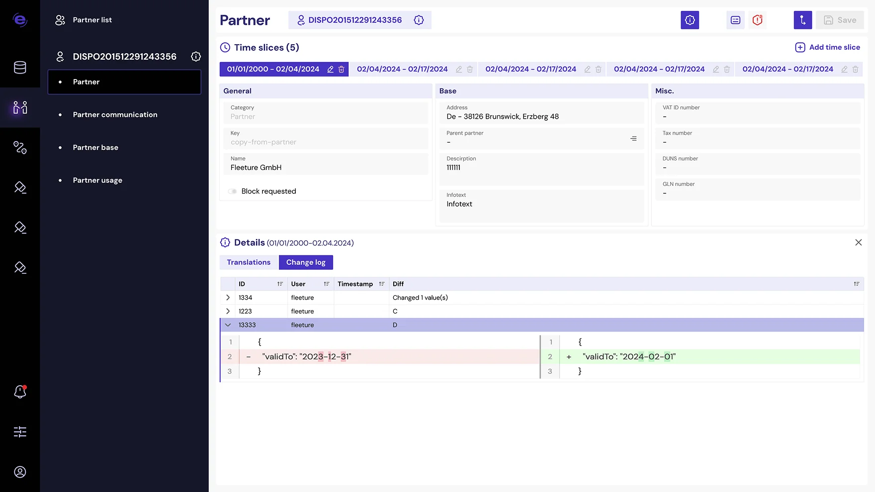Partner screen