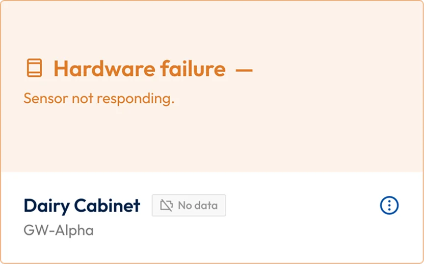 Device card — connection lost